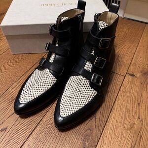 Jimmy Choo Snake Print Leather Marlin Boots 38